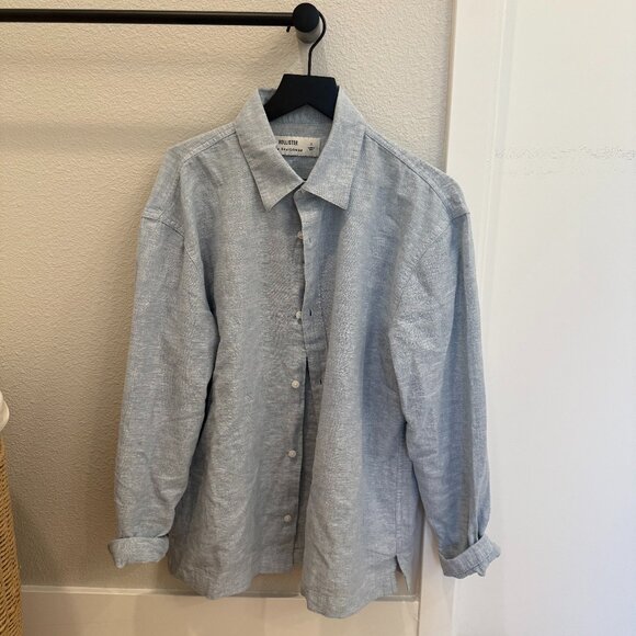 NWOT! Hollister Linen-Blend Button-Through Shirt - Picture 2 of 2